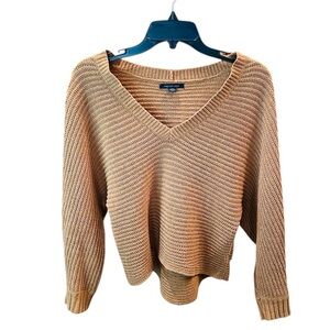 American Eagle Outfitters Tan Mustarrd V-Neck Sweater